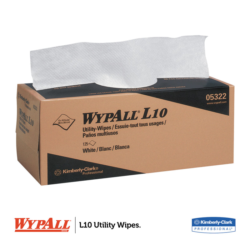 WypAll L10 Towels POP-UP Box, 1-Ply, 12 x 10.25, White, 125/Box, 18 Boxes/Carton