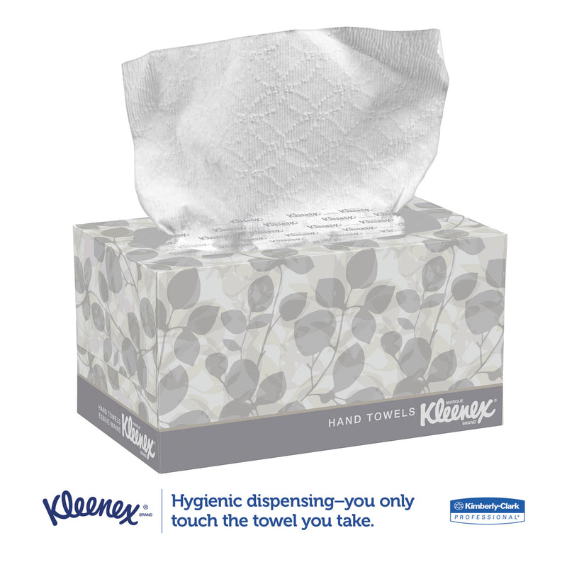 Kleenex Hand Towels, Pop-Up Box, Cloth, 1-Ply, 9 x 10.5, White, 120/Box, 18 Boxes/Carton