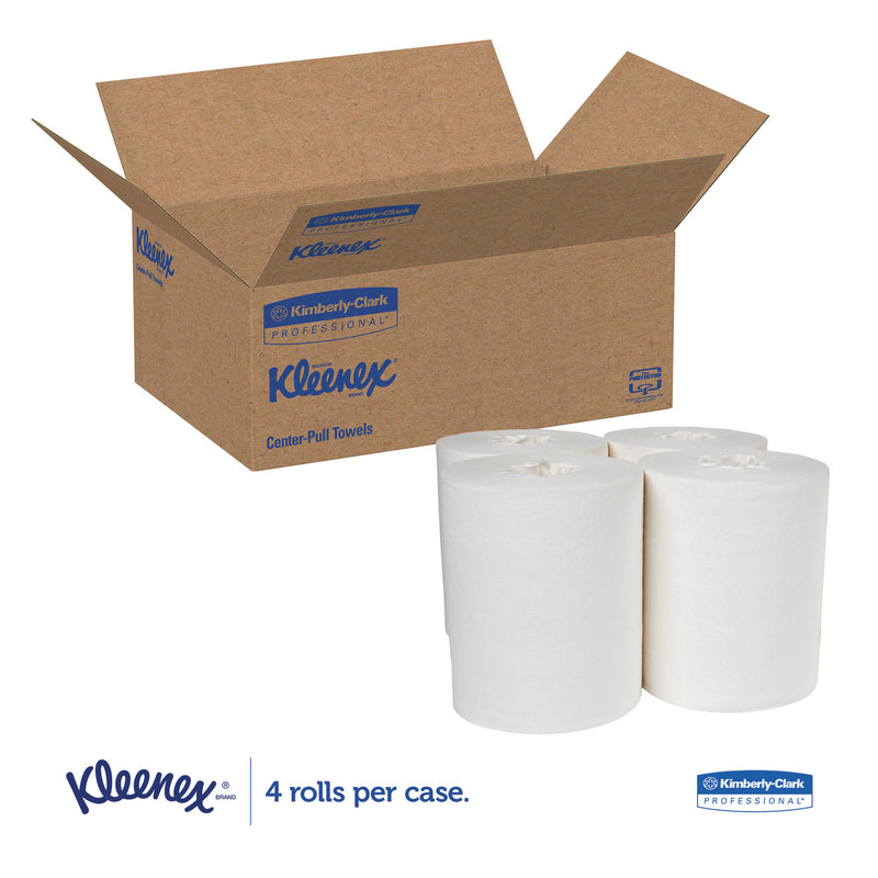 Kleenex Premiere Center-Pull Towels, Perforated, 1-Ply, 8 x 15, White, 250/Roll, 4 Rolls/Carton