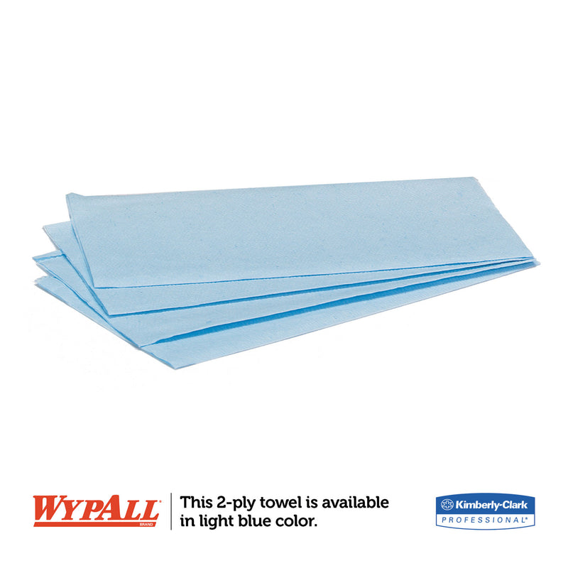 WypAll L10 Windshield Towels, 1-Ply, 9.1 x 10.25, Light Blue, 224/Pack, 10 Packs/Carton