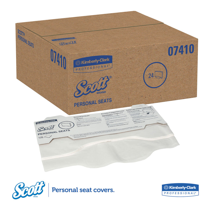 Scott Personal Seats Sanitary Toilet Seat Covers, 15 x 18, White, 125/Pack