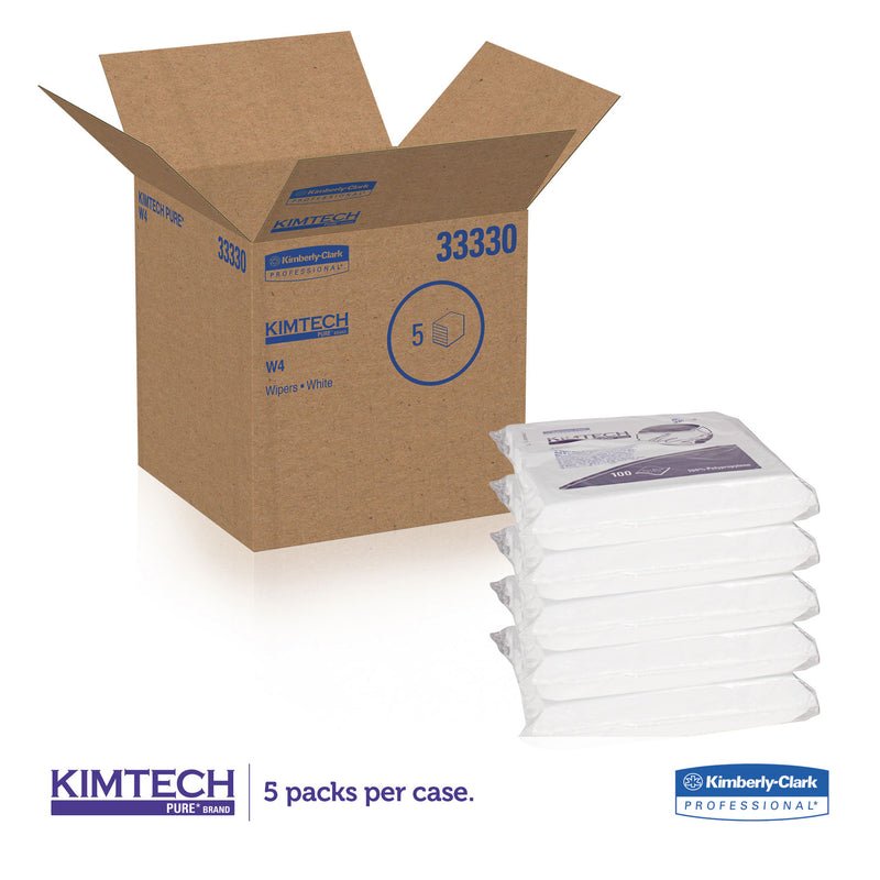 Kimtech W4 Critical Task Wipers, Flat Double Bag, 12 x 12, White, 100/Bag, 5 Bags/Carton