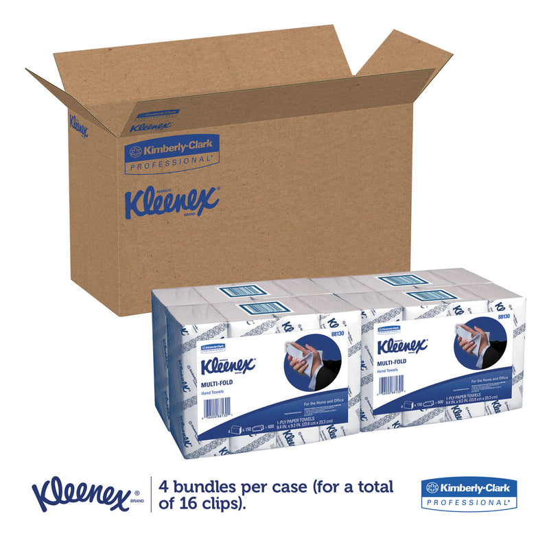 Kleenex Multi-Fold Paper Towels, 4 Pack Bundles, 9.2 x 9.4, White, 150/Pack, 16/Carton