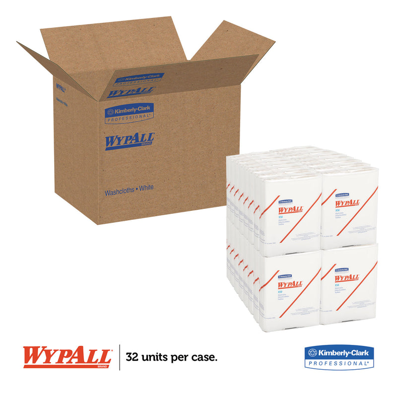 WypAll X50 Cloths, 1/4 Fold, 12.5 x 10, White, 26/Pack, 32 Packs/Carton