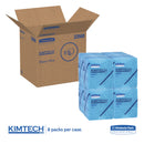WypAll Power Clean Oil, Grease and Ink Cloths, 1/4 Fold, 12.5 x 12, Blue, 66/Box, 8 Boxes/Carton