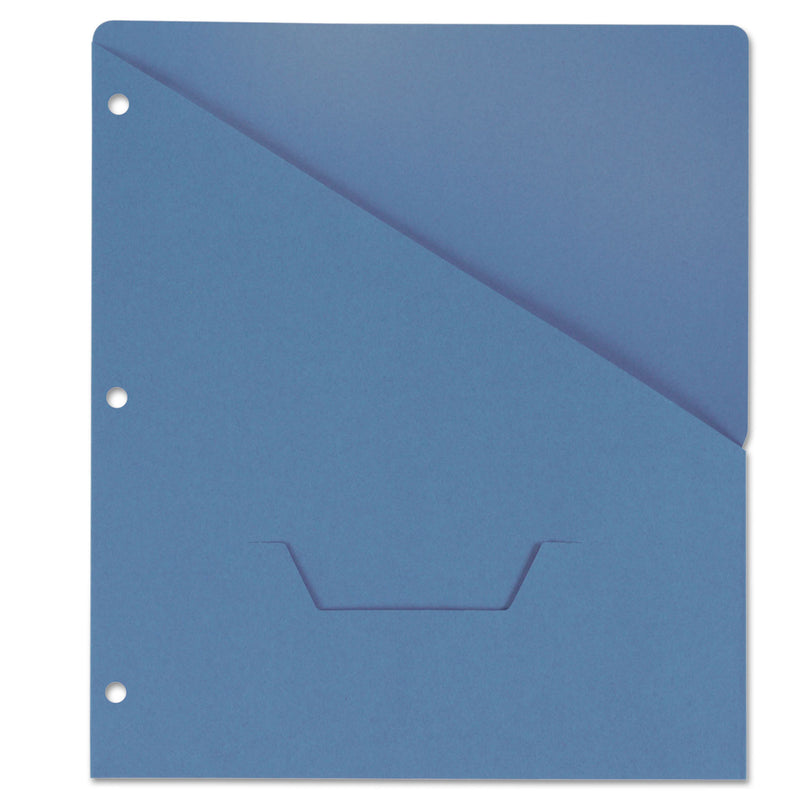Universal Slash-Cut Pockets for Three-Ring Binders, Jacket, Letter, 11 Pt., Blue, 10/Pack