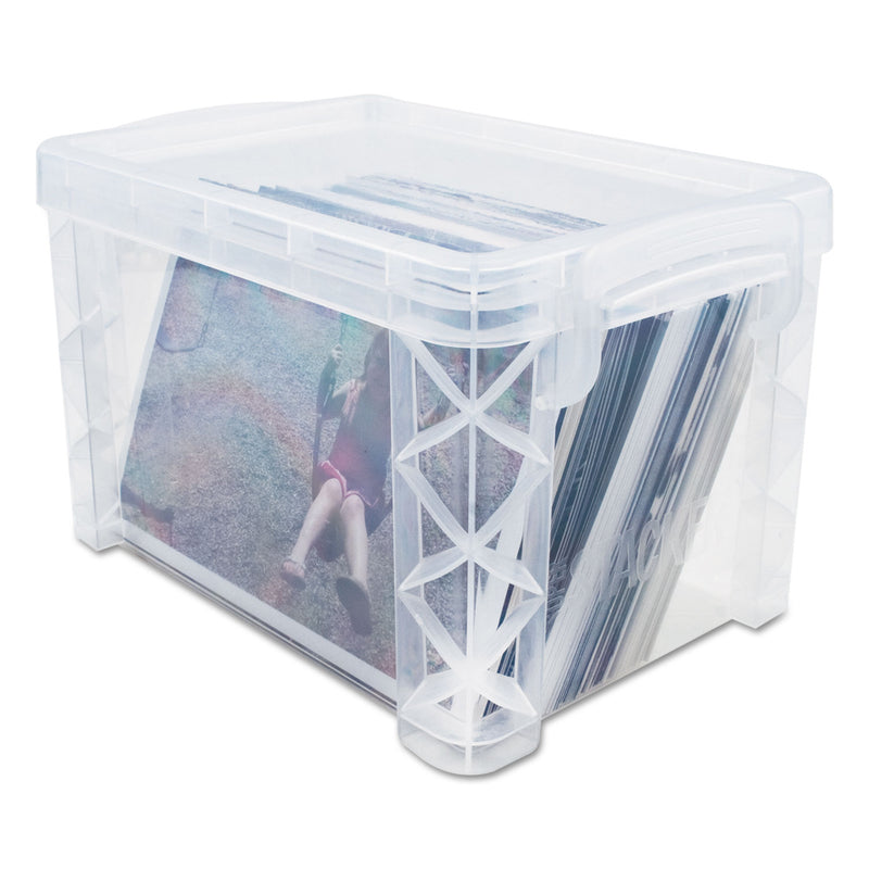 Advantus Super Stacker Storage Boxes, Holds 400 3 x 5 Cards, 6.25 x 3.88 x 3.5, Plastic, Clear