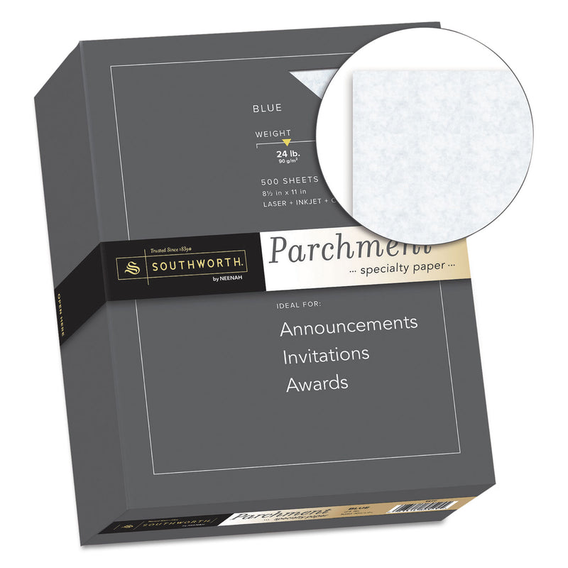 Southworth Parchment Specialty Paper, 24 lb Bond Weight, 8.5 x 11, Blue, 500/Ream