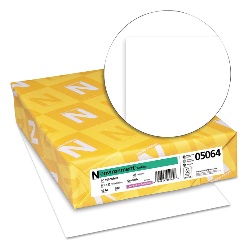 Neenah Paper ENVIRONMENT Stationery Paper, 95 Bright, 24 lb Bond Weight, 8.5 x 11, White, 500/Ream