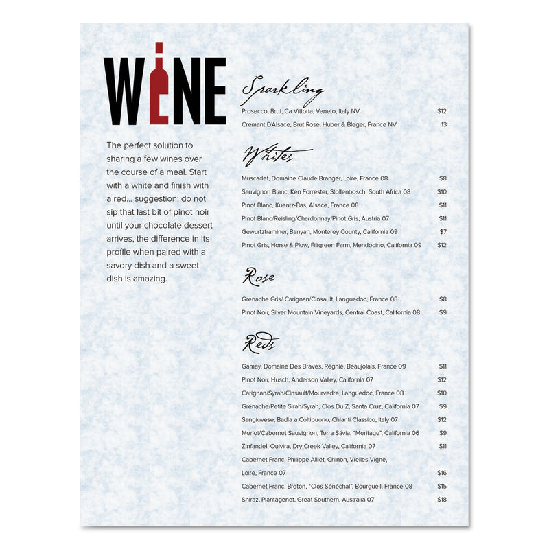 Southworth Parchment Specialty Paper, 24 lb Bond Weight, 8.5 x 11, Blue, 100/Pack