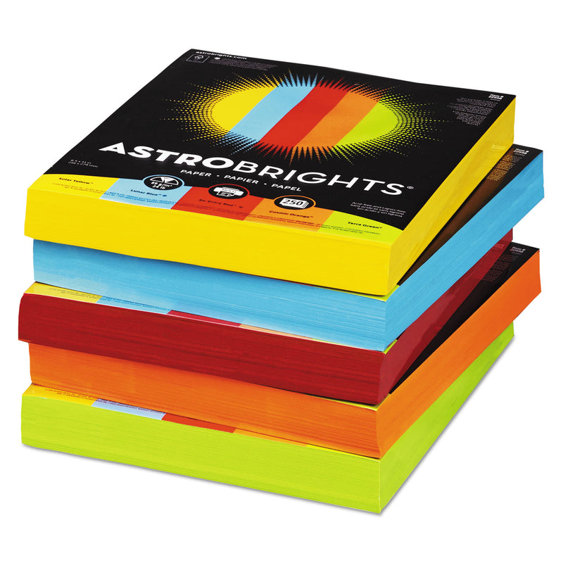 Astrobrights Color Paper - Five-Color Mixed Carton, 24 lb Bond Weight, 8.5 x 11, Assorted, 250 Sheets/Ream, 5 Reams/Carton