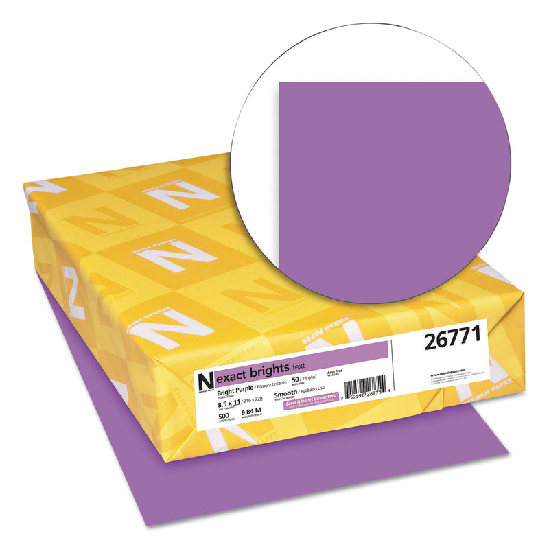 Neenah Paper Exact Brights Paper, 20 lb Bond Weight, 8.5 x 11, Bright Purple, 500/Ream