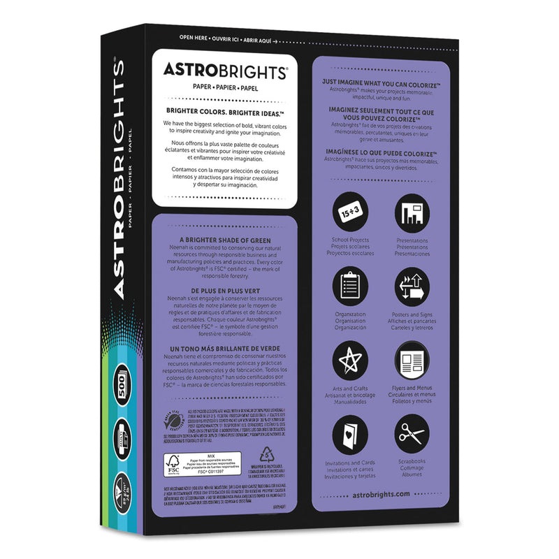 Astrobrights Color Paper - "Cool" Assortment, 24 lb Bond Weight, 8.5 x 11, Assorted Cool Colors, 500/Ream