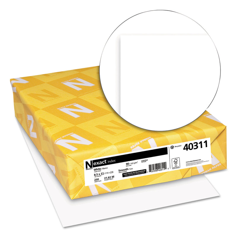 Neenah Paper Exact Index Card Stock, 94 Bright, 90 lb Index Weight, 8.5 x 11, White, 250/Pack