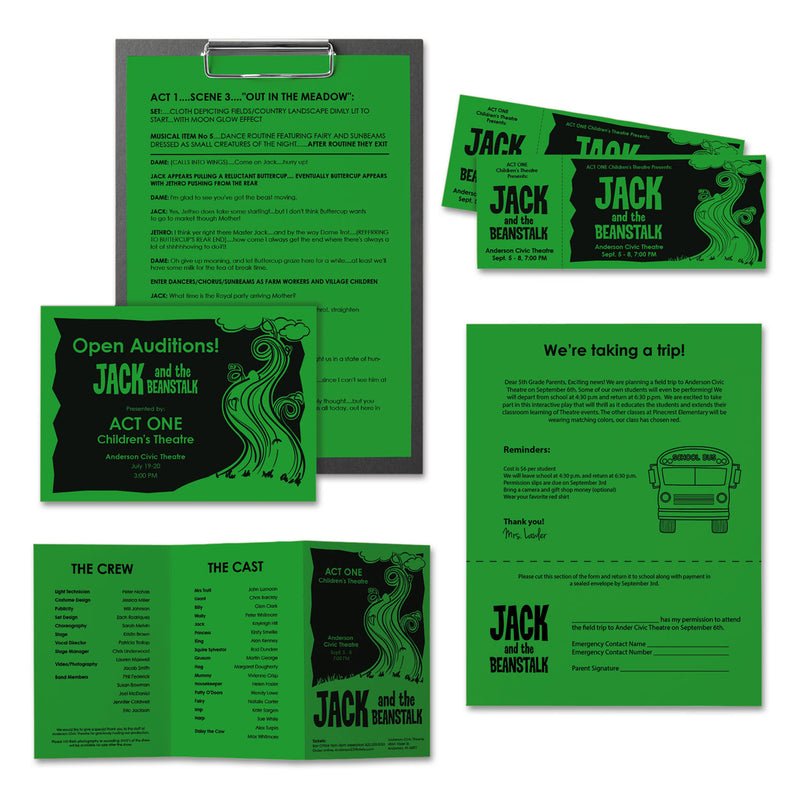 Astrobrights Color Paper, 24 lb Bond Weight, 8.5 x 11, Gamma Green, 500 Sheets/Ream