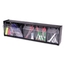 deflecto Tilt Bin Interlocking Multi-Bin Storage Organizer, 5 Sections, 23.63" x 5.25" x 6.5", Black/Clear