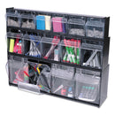 deflecto Tilt Bin Interlocking Multi-Bin Storage Organizer, 5 Sections, 23.63" x 5.25" x 6.5", Black/Clear