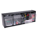deflecto Tilt Bin Interlocking Multi-Bin Storage Organizer, 4 Sections, 23.63" x 6.63" x 8.13", Black/Clear