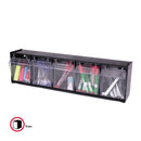 deflecto Tilt Bin Interlocking Multi-Bin Storage Organizer, 5 Sections, 23.63" x 5.25" x 6.5", Black/Clear