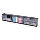 deflecto Tilt Bin Interlocking Multi-Bin Storage Organizer, 6 Sections, 23.63" x 3.63" x 4.5", Black/Clear