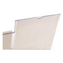 deflecto Superior Image Slanted Sign Holder with Side Pocket, 13.5w x 4.25d x 10.88h, Clear