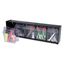 deflecto Tilt Bin Interlocking Multi-Bin Storage Organizer, 5 Sections, 23.63" x 5.25" x 6.5", Black/Clear