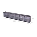deflecto Tilt Bin Interlocking Multi-Bin Storage Organizer, 6 Sections, 23.63" x 3.63" x 4.5", Black/Clear