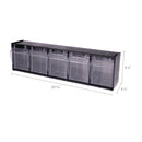 deflecto Tilt Bin Interlocking Multi-Bin Storage Organizer, 5 Sections, 23.63" x 5.25" x 6.5", Black/Clear