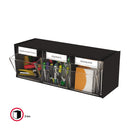deflecto Tilt Bin Interlocking Multi-Bin Storage Organizer, 3 Sections, 23.63" x 7.75" x 9.5", Black/Clear