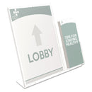 deflecto Superior Image Slanted Sign Holder with Side Pocket, 13.5w x 4.25d x 10.88h, Clear