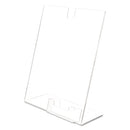 deflecto Superior Image Slanted Sign Holder with Business Card Holder, 8.5w x 4.5d x 11h, Clear