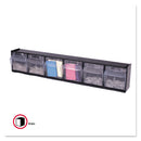 deflecto Tilt Bin Interlocking Multi-Bin Storage Organizer, 6 Sections, 23.63" x 3.63" x 4.5", Black/Clear