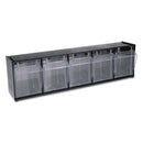 deflecto Tilt Bin Interlocking Multi-Bin Storage Organizer, 5 Sections, 23.63" x 5.25" x 6.5", Black/Clear