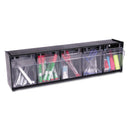 deflecto Tilt Bin Interlocking Multi-Bin Storage Organizer, 5 Sections, 23.63" x 5.25" x 6.5", Black/Clear