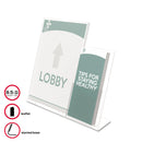 deflecto Superior Image Slanted Sign Holder with Side Pocket, 13.5w x 4.25d x 10.88h, Clear