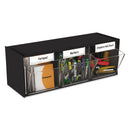 deflecto Tilt Bin Interlocking Multi-Bin Storage Organizer, 3 Sections, 23.63" x 7.75" x 9.5", Black/Clear