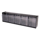 deflecto Tilt Bin Interlocking Multi-Bin Storage Organizer, 5 Sections, 23.63" x 5.25" x 6.5", Black/Clear