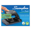 Swingline 20-Sheet SmartTouch Two-Hole Punch, 9/32" Holes, Black/Gray