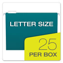 Pendaflex Colored Hanging Folders, Letter Size, 1/5-Cut Tabs, Teal, 25/Box
