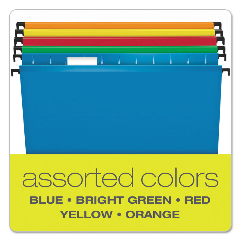 Pendaflex SureHook Hanging Folders, Letter Size, 1/5-Cut Tabs, Assorted Colors, 20/Box