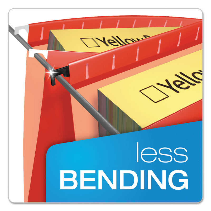 Pendaflex SureHook Hanging Folders, Letter Size, 1/5-Cut Tabs, Red, 20/Box