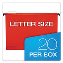 Pendaflex SureHook Hanging Folders, Letter Size, 1/5-Cut Tabs, Red, 20/Box
