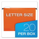 Pendaflex SureHook Hanging Folders, Letter Size, 1/5-Cut Tabs, Orange, 20/Box