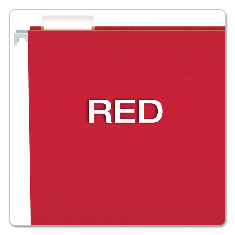 Pendaflex Colored Hanging Folders, Letter Size, 1/5-Cut Tabs, Red, 25/Box