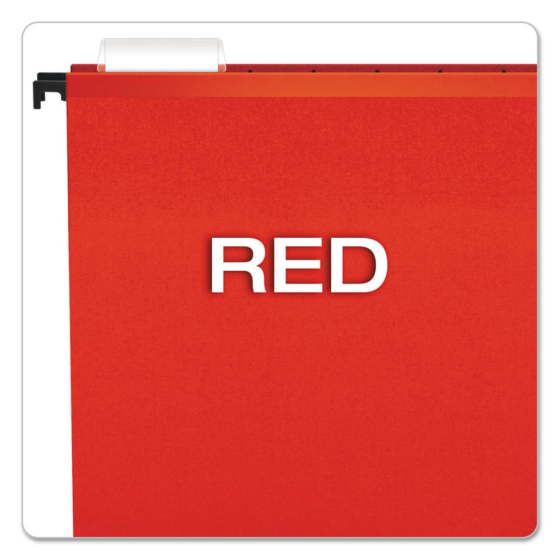Pendaflex SureHook Hanging Folders, Letter Size, 1/5-Cut Tabs, Red, 20/Box