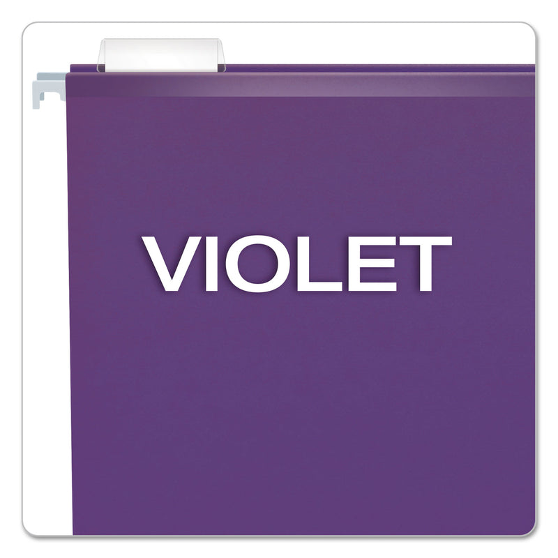 Pendaflex Colored Reinforced Hanging Folders, Letter Size, 1/5-Cut Tabs, Violet, 25/Box