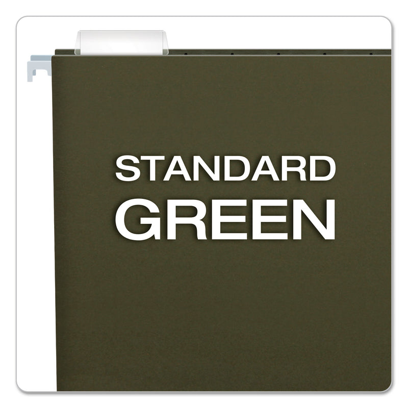 Pendaflex Standard Green Hanging Folders, Letter Size, 1/5-Cut Tabs, Standard Green, 25/Box