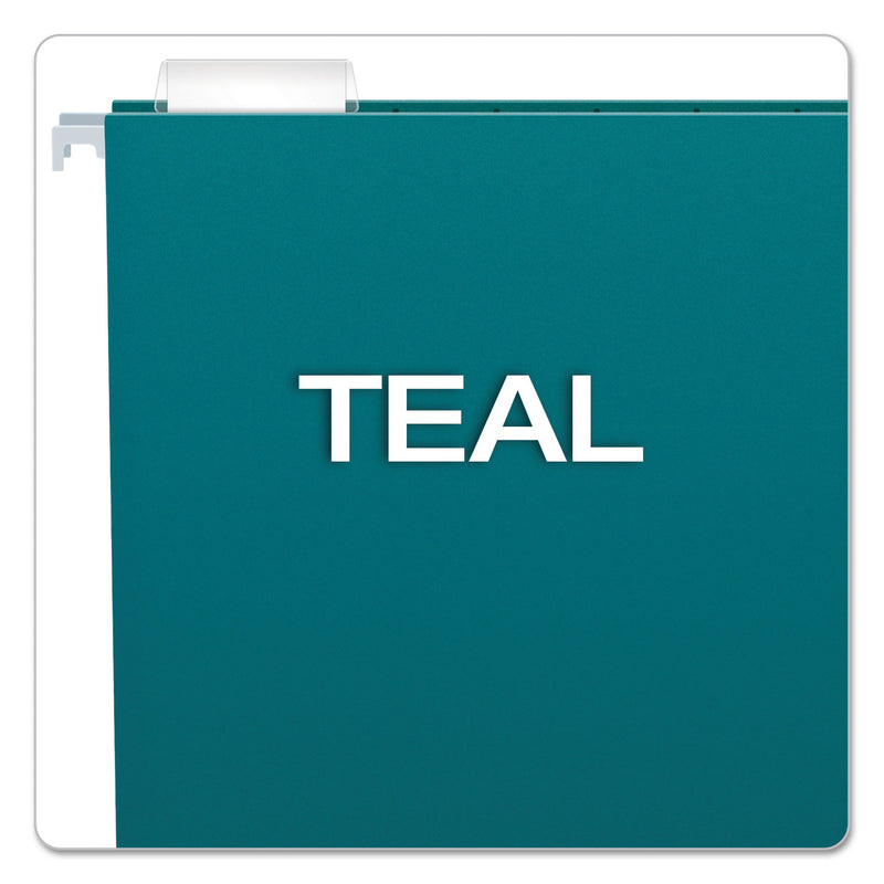 Pendaflex Colored Hanging Folders, Letter Size, 1/5-Cut Tabs, Teal, 25/Box
