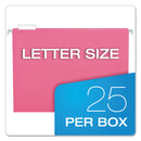 Pendaflex Colored Hanging Folders, Letter Size, 1/5-Cut Tabs, Pink, 25/Box
