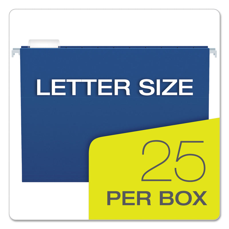 Pendaflex Colored Hanging Folders, Letter Size, 1/5-Cut Tabs, Navy, 25/Box